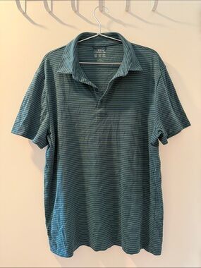 J. Crew Men's Teal and Dark Teal Striped Polo